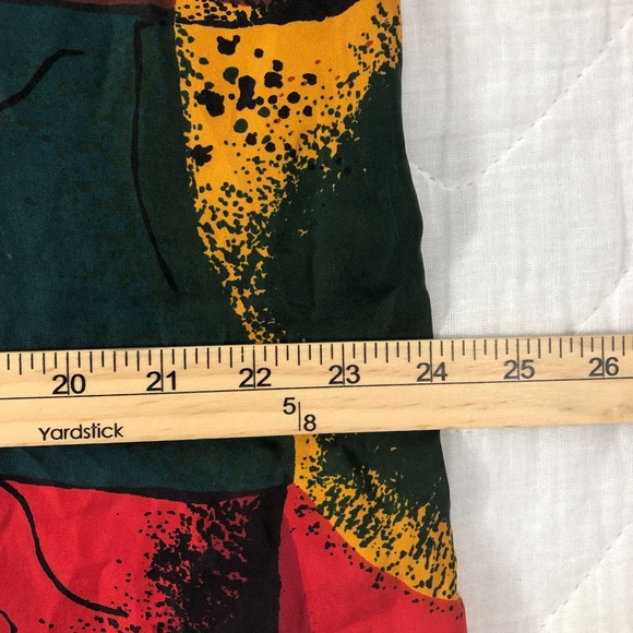 Goouch Shirt Men's Large Red Multi Button Up Long Sleeve Silk Abstract Funky Y2K - Picture 10 of 12